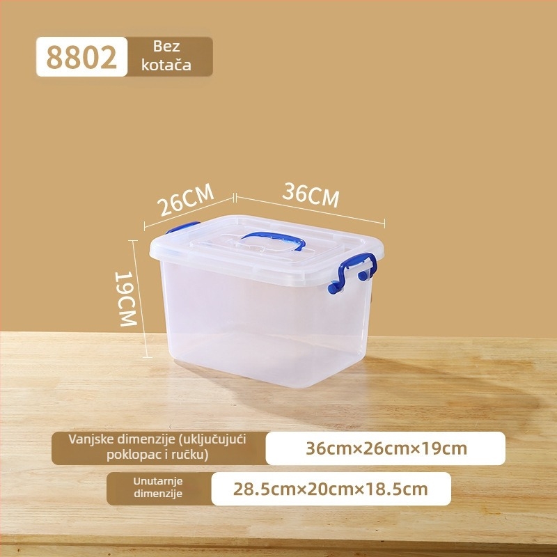 Prozirna ekstralagana plastična kutija za skladištenje s kotačićima za odjeću, igračke, knjige i pokrivače