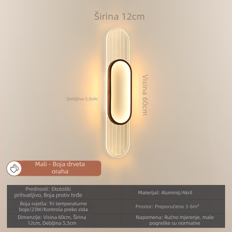 Zidna lampa za spavaću sobu i dnevni boravak, moderni minimalistički LED dekorativni izvor svjetla, duga traka za pozadinu televizora