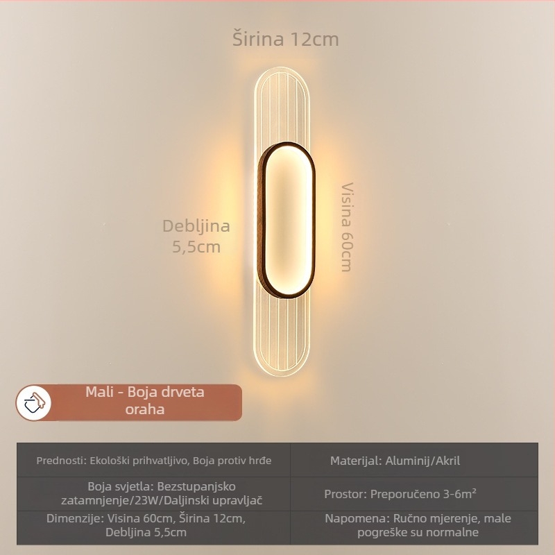 Zidna lampa za spavaću sobu i dnevni boravak, moderni minimalistički LED dekorativni izvor svjetla, duga traka za pozadinu televizora