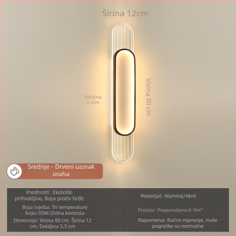 Zidna lampa za spavaću sobu i dnevni boravak, moderni minimalistički LED dekorativni izvor svjetla, duga traka za pozadinu televizora