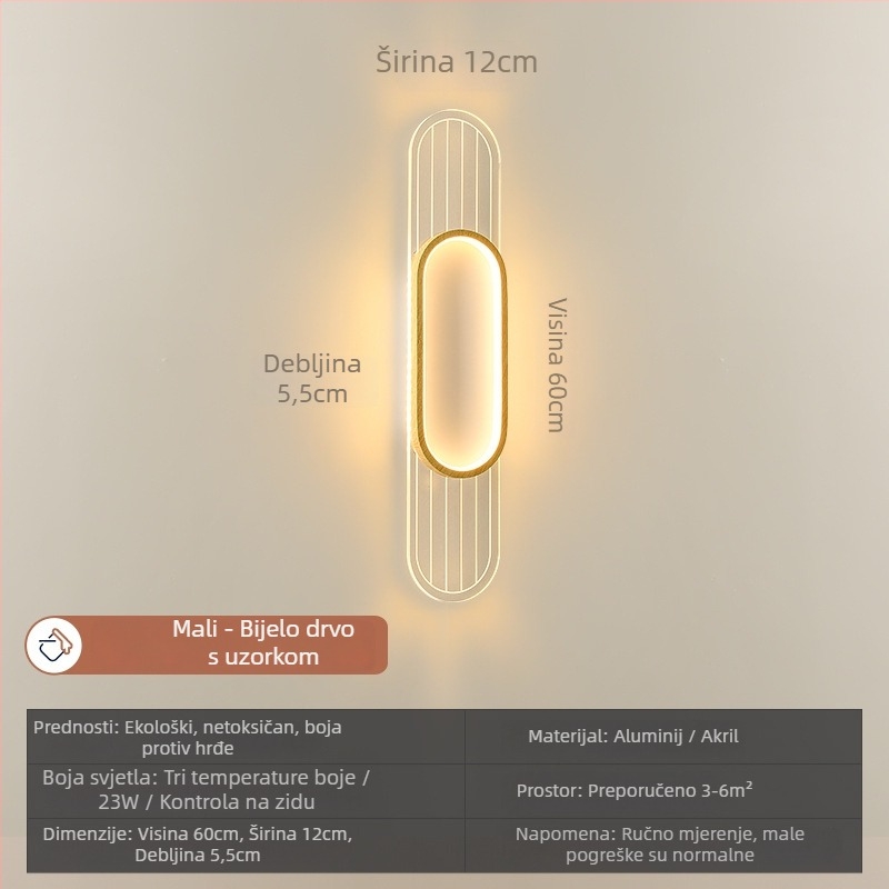 Zidna lampa za spavaću sobu i dnevni boravak, moderni minimalistički LED dekorativni izvor svjetla, duga traka za pozadinu televizora
