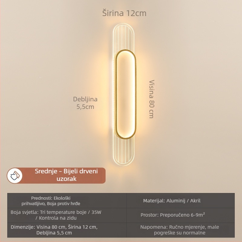 Zidna lampa za spavaću sobu i dnevni boravak, moderni minimalistički LED dekorativni izvor svjetla, duga traka za pozadinu televizora