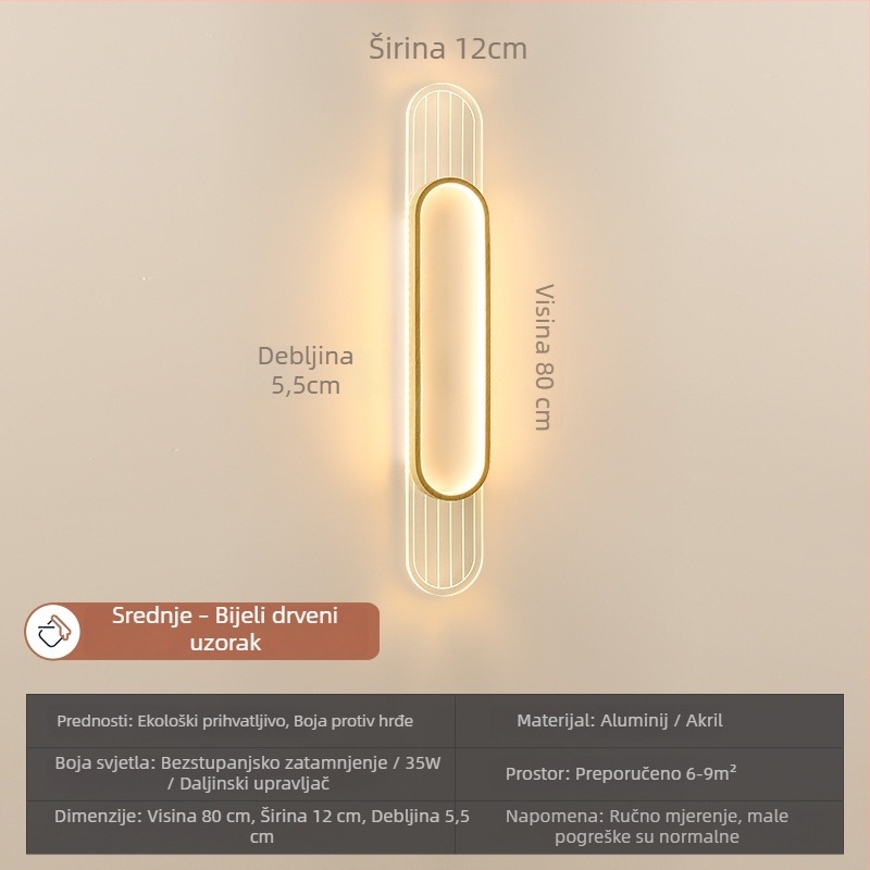 Zidna lampa za spavaću sobu i dnevni boravak, moderni minimalistički LED dekorativni izvor svjetla, duga traka za pozadinu televizora
