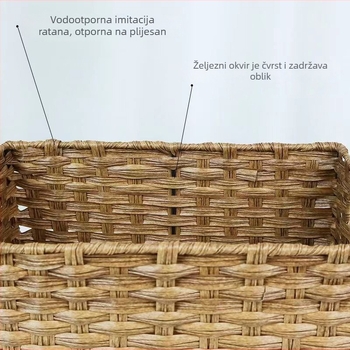 Ručni pleteni spremnik za pohranu, imitacija ratana i trave, za razne predmete, grickalice i igračke