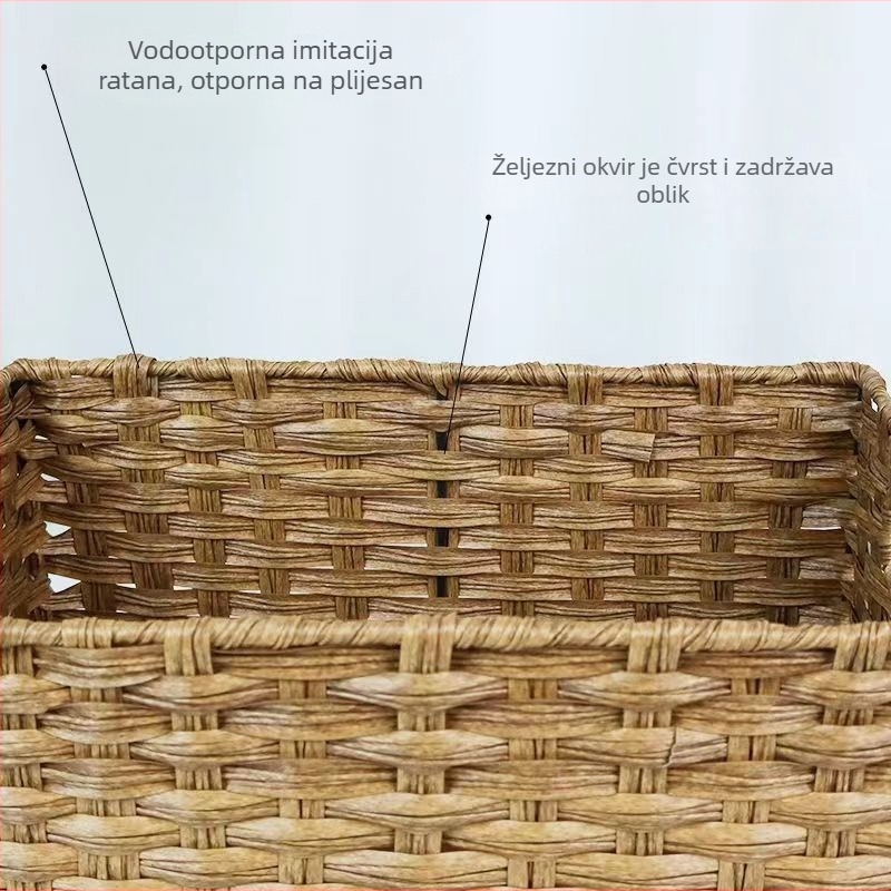 Ručni pleteni spremnik za pohranu, imitacija ratana i trave, za razne predmete, grickalice i igračke