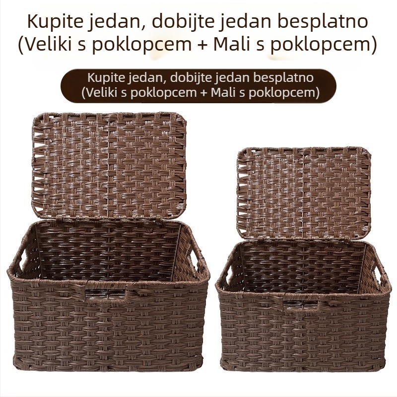 Ručni pleteni spremnik za pohranu, imitacija ratana i trave, za razne predmete, grickalice i igračke