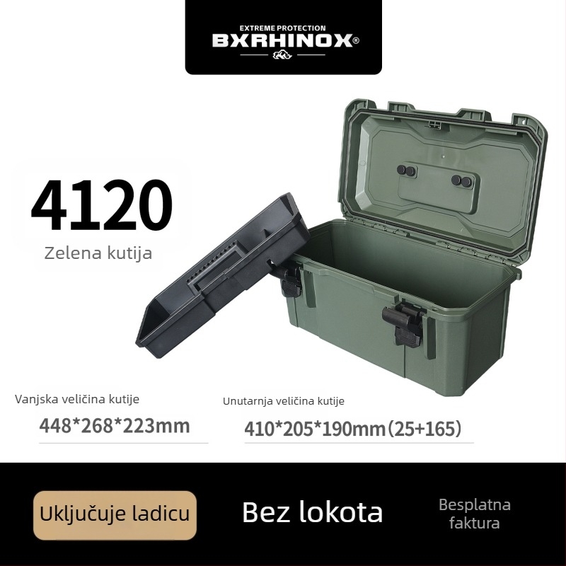Jialixin 3717 Dvostruka plastična kutija za alate, IP67 vodootporna, prenosiva kutija za popravak automobila