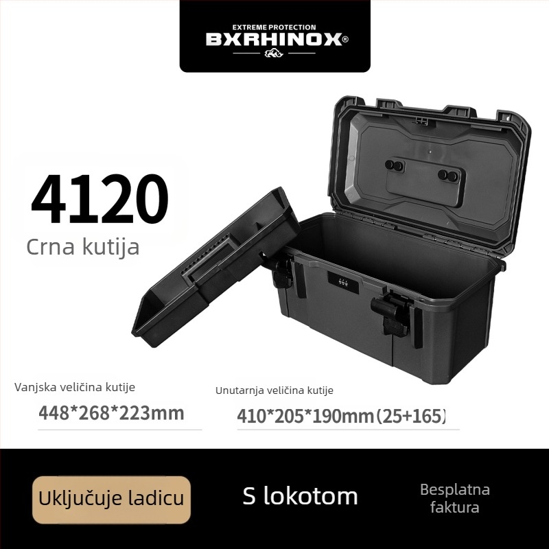 Jialixin 3717 Dvostruka plastična kutija za alate, IP67 vodootporna, prenosiva kutija za popravak automobila