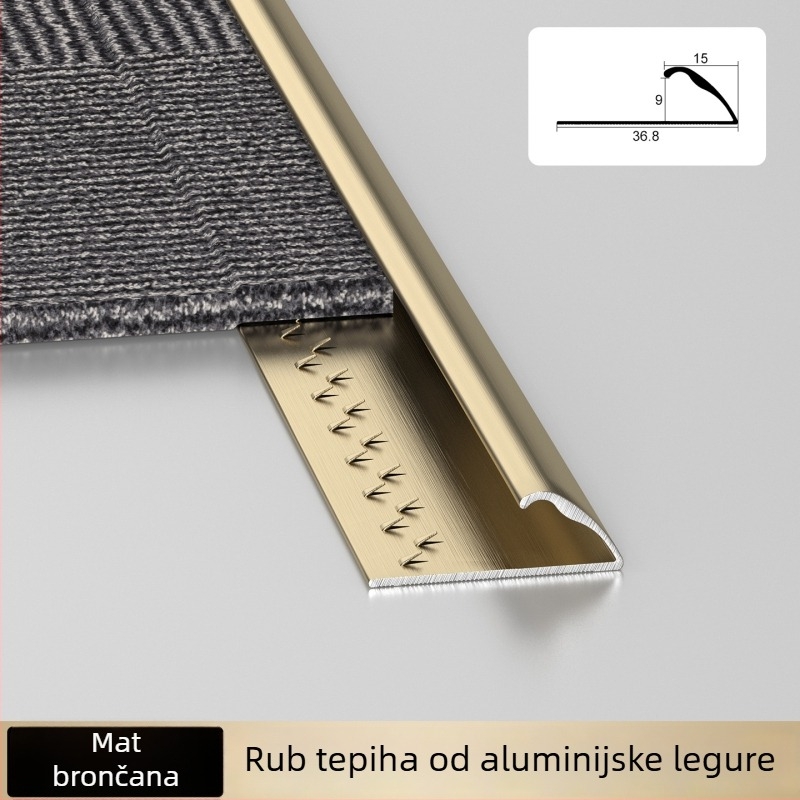 Aluminijski rubni trak za tepihe hotela, I-oblik završni profil za šavove i rubove kvadratnih tepiha