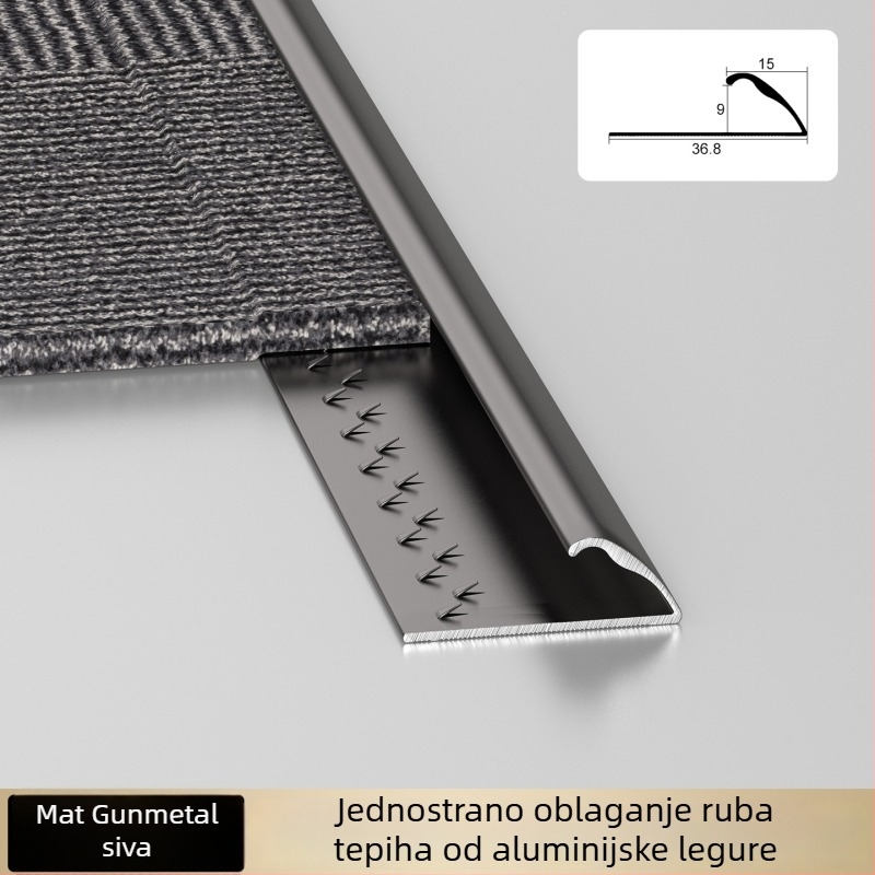Aluminijski rubni trak za tepihe hotela, I-oblik završni profil za šavove i rubove kvadratnih tepiha