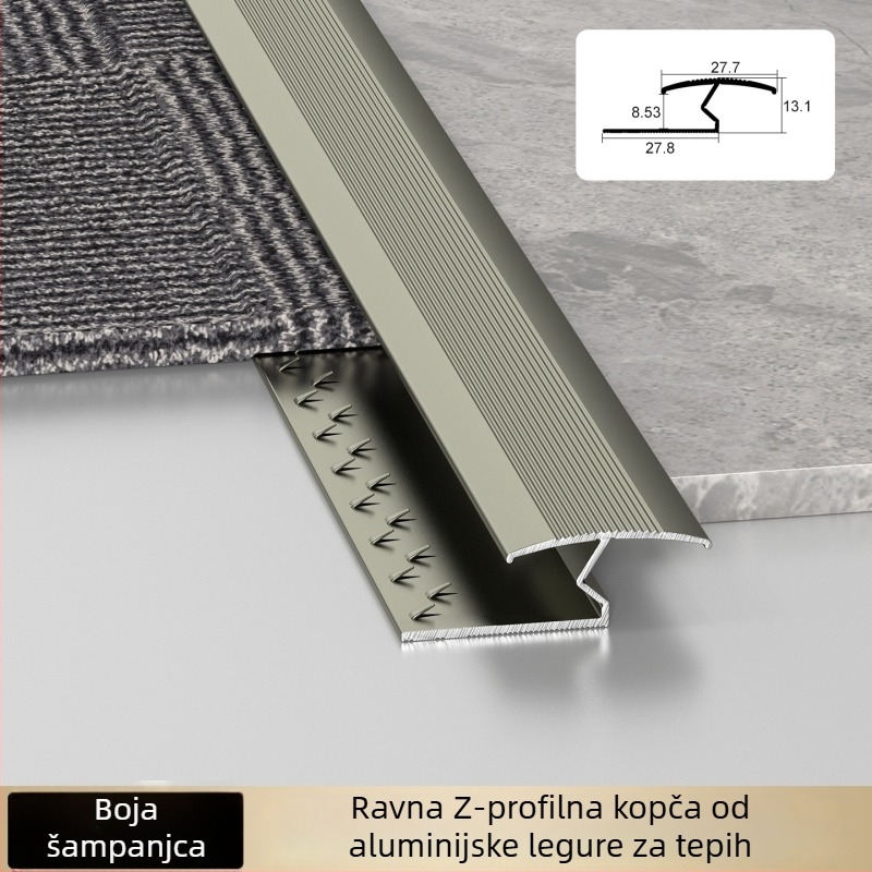 Aluminijski rubni trak za tepihe hotela, I-oblik završni profil za šavove i rubove kvadratnih tepiha