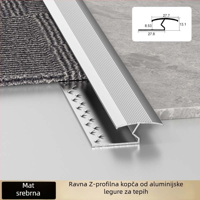 Aluminijski rubni trak za tepihe hotela, I-oblik završni profil za šavove i rubove kvadratnih tepiha