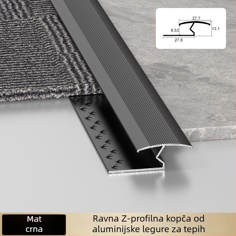 Aluminijski rubni trak za tepihe hotela, I-oblik završni profil za šavove i rubove kvadratnih tepiha