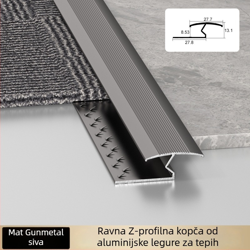 Aluminijski rubni trak za tepihe hotela, I-oblik završni profil za šavove i rubove kvadratnih tepiha