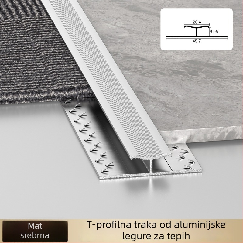 Aluminijski rubni trak za tepihe hotela, I-oblik završni profil za šavove i rubove kvadratnih tepiha