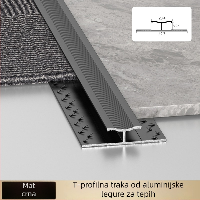 Aluminijski rubni trak za tepihe hotela, I-oblik završni profil za šavove i rubove kvadratnih tepiha