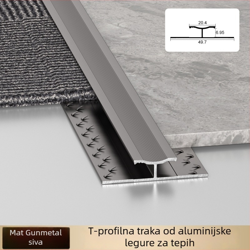 Aluminijski rubni trak za tepihe hotela, I-oblik završni profil za šavove i rubove kvadratnih tepiha