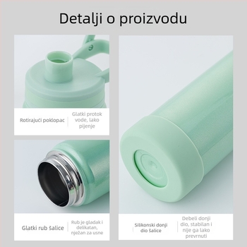 Šalica za putovanje u američkom stilu, velika kapacitet, s ručkom, od 304 nehrđajućeg čelika, vakuumska izolacija