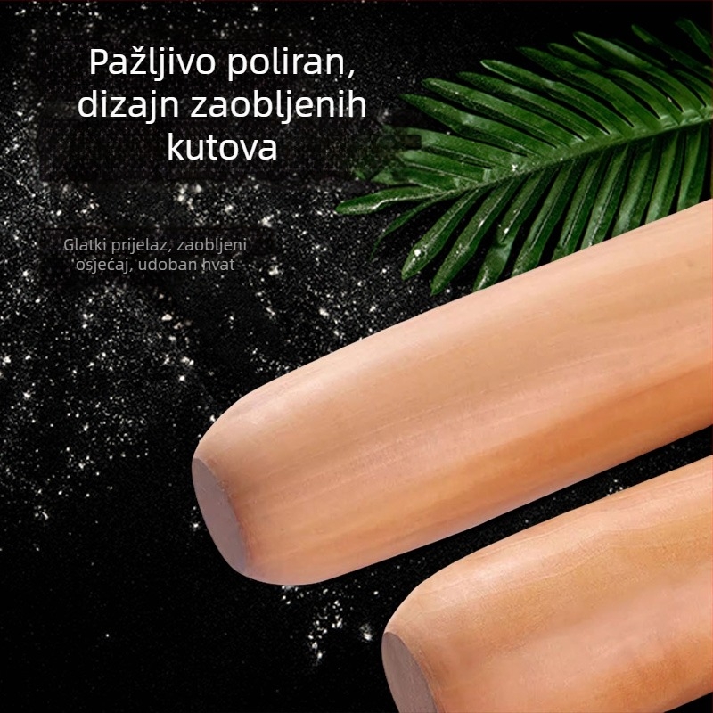 Drveni valjak za tijesto, masivno drvo, produžen i debeo, veliki valjak za rezance, kućna i komercijalna upotreba
