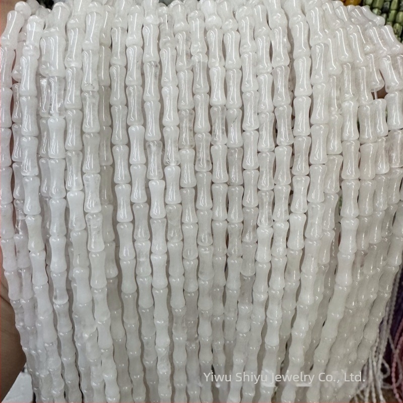 5x12mm prirodni maslinasto zeleni žad s bambuskim čvorom za DIY nakit