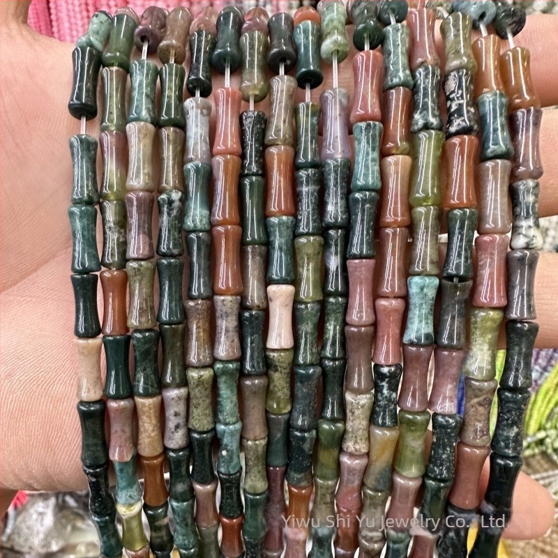 5x12mm prirodni maslinasto zeleni žad s bambuskim čvorom za DIY nakit