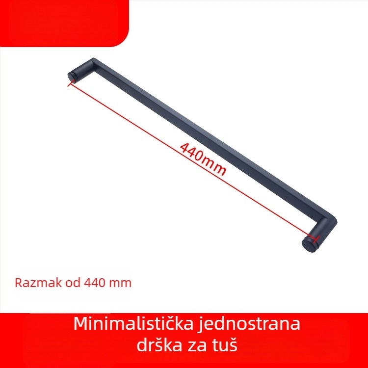 Vrlo uski minimalistički crni 304 nehrđajući čelik ručica za tuš, pregrada kupaonice, klizna vrata s drvenim panelom