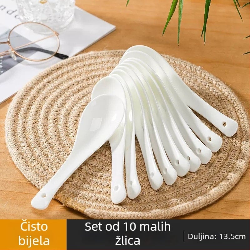 Keramički set stolnog posuđa s pod-glazurom: zdjela, tanjur i štapići za jelo, svadbeni dar
