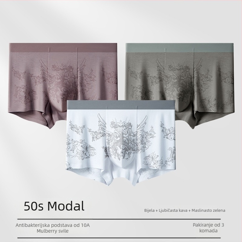 Modal muške bokserice s antibakterijskom krošnjom od Mulberry silk, bez šavova, udobne i prozračne, velike veličine