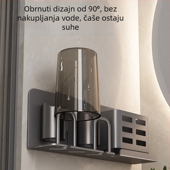 Zidni držač za električne četkice za zube, gunmetal siva, bez bušenja, organizator kupaonice