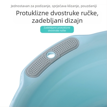Veliko plastično korito za kućnu upotrebu, s debelom konstrukcijom za pranje odjeće, stopala, povrća i lica; pogodno za bebe, studente i domove.