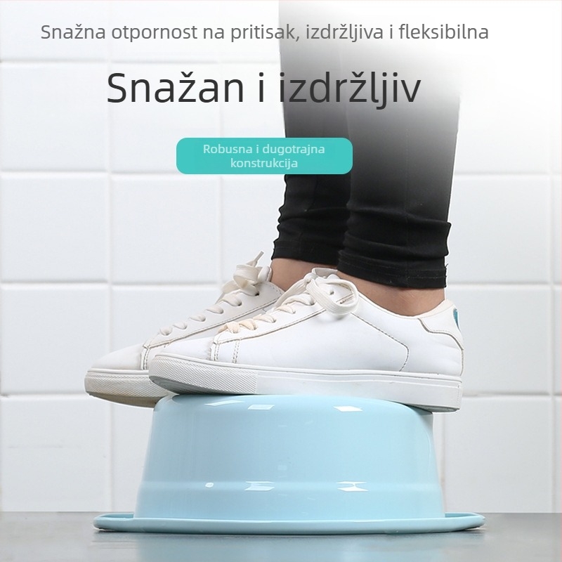 Veliko plastično korito za kućnu upotrebu, s debelom konstrukcijom za pranje odjeće, stopala, povrća i lica; pogodno za bebe, studente i domove.