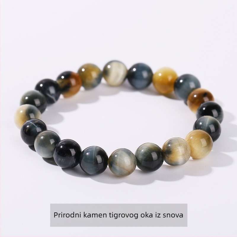 Jingdong Jewelry Unisex minimalistička narukvica s kružnim perlama, 7A prirodno žuto tigrovo oko kamen