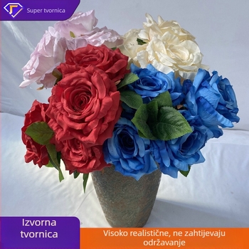 5 stabljika umjetnog Thai Queen Rose od svile za vjenčanu dekoraciju, rekviziti za fotografiju i ukrašavanje doma