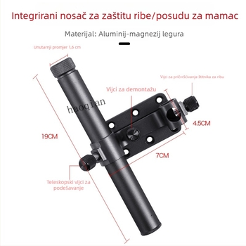 Troje dijelni set dodataka za kutiju za ribolov od aluminijsko-magnezijske legure, veliki držač za ulov, zaštita ribe i stalak za mamac
