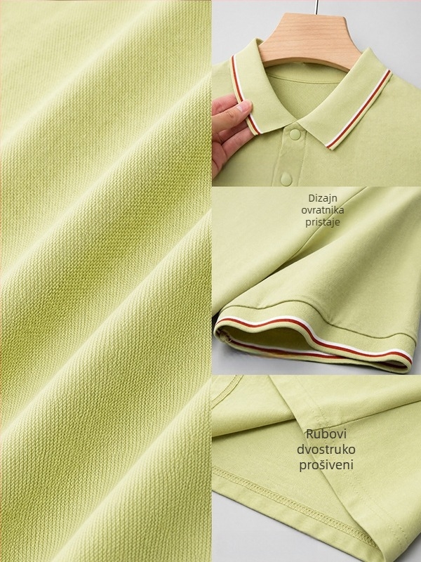 Muška polo majica za poslovni stil s antibakterijskom zaštitom i otiskom logotipa, kratkih rukava, ovratnikom, lagane pamuk tkanine
