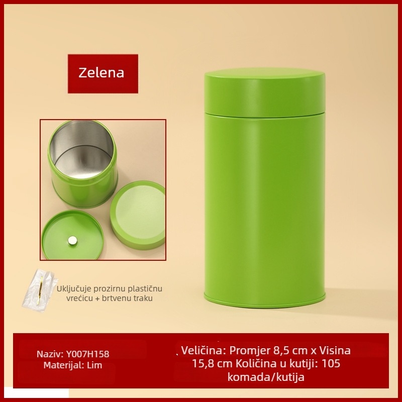 Okrugla limenka od tin plate za čaj, zapečaćena metalna, 125 g kapaciteta, zlatno/crveno, prilagodljivo