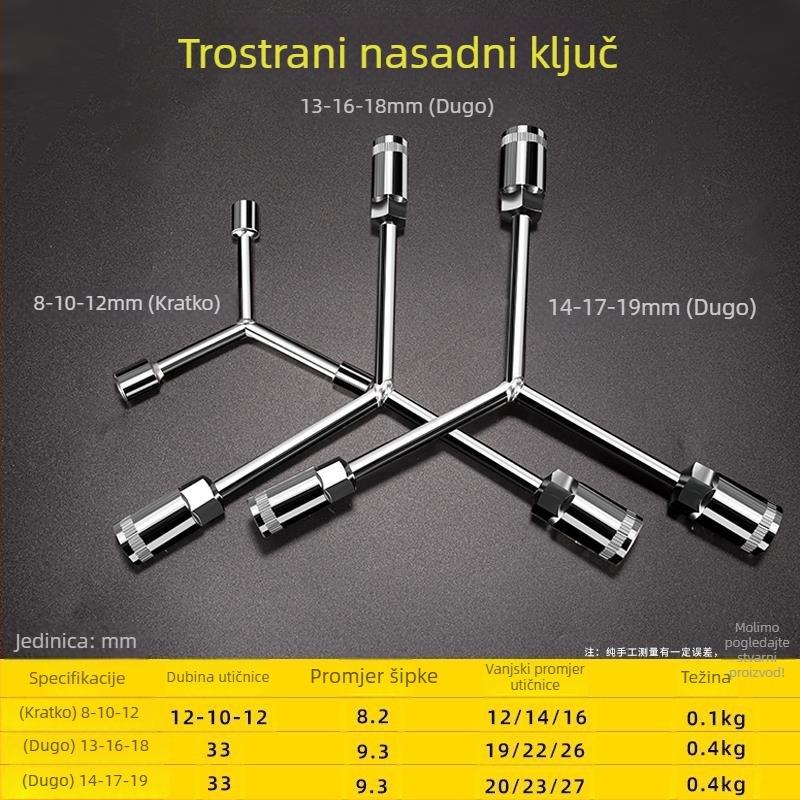 Ključ s Y-oblikom, vanjski šesterokutni socket, višenamjenski alat za popravke automobila