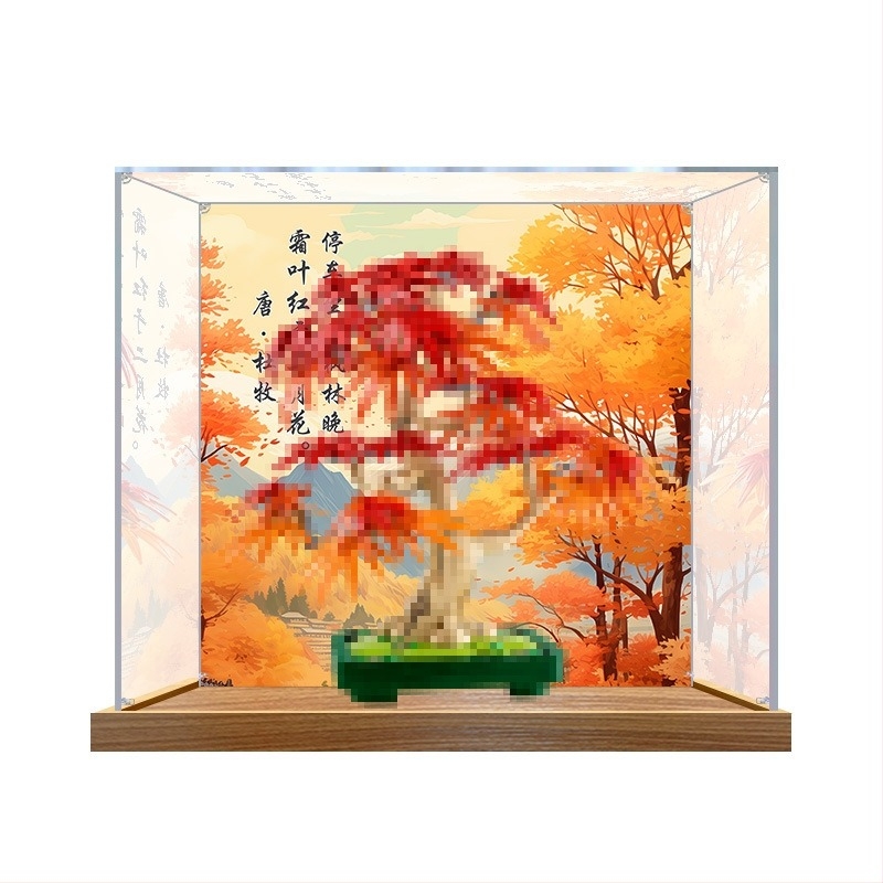 Akrilna izložbena kutija s zaštitom od prašine za Flower Plant seriju 10348 Bonsai od crvenog javora – sklopački model