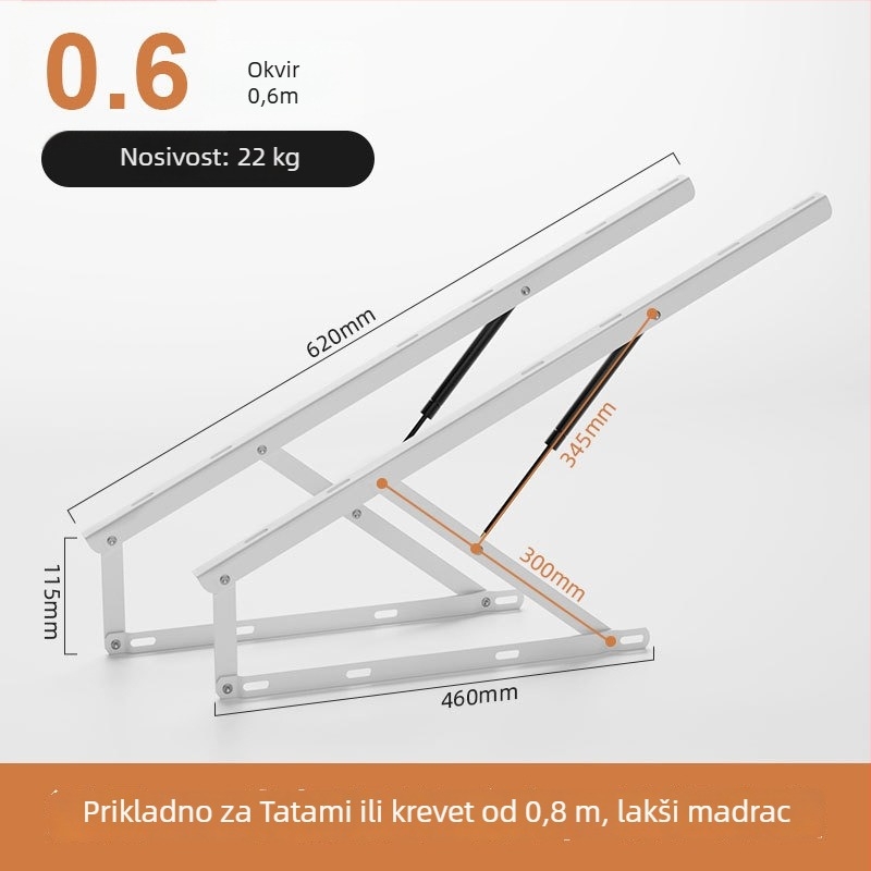 Gasni amortizeri za tatami krevete, hidraulične šipke za podršku lameliranih okvira, pneumatski podizači kreveta