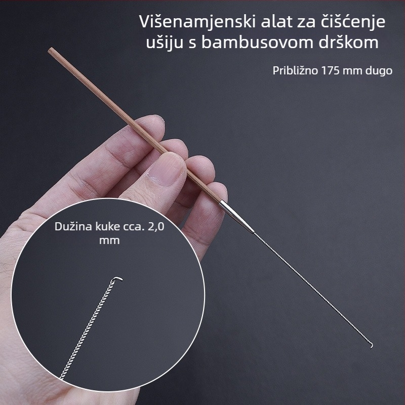 Profesionalni set alata za čišćenje uha s ultratankom žličicom za uho, žlicom za uho, kukom za cerumen te drvenim držačima