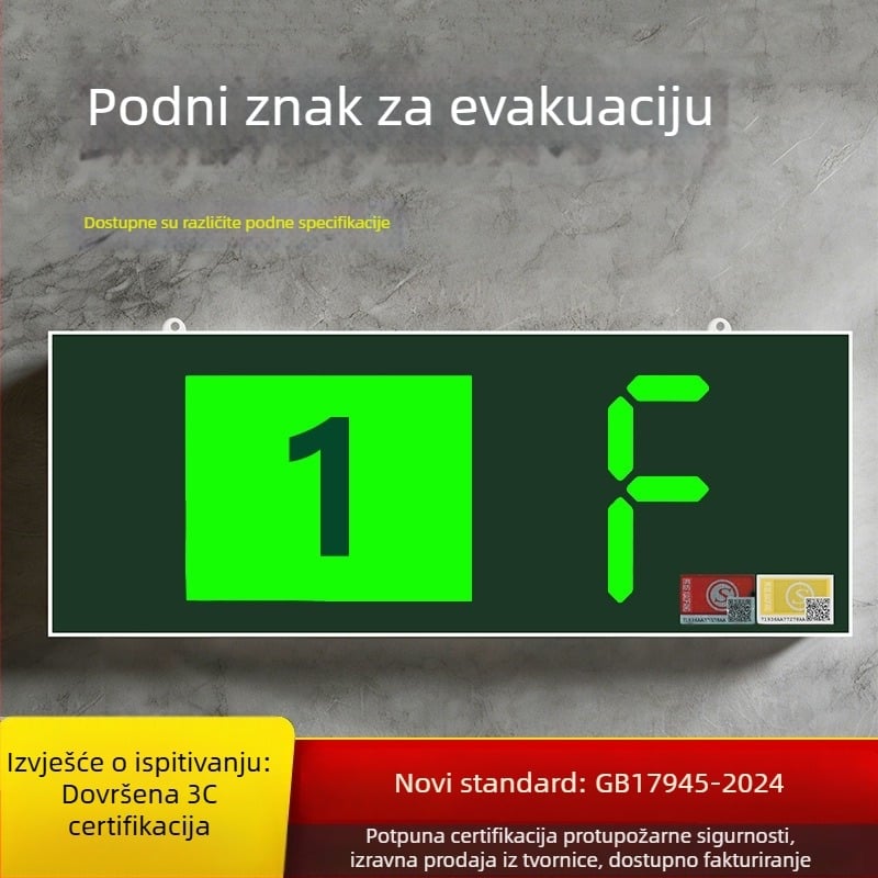 Novo nacionalno standardno vatrogasno svjetlo za izlaz s oznakom kata i digitalnim prikazom kata