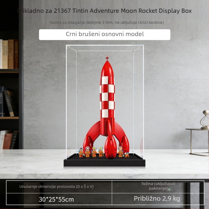 Akrilna kutija za izložbe s zaštitom od prašine za 21367 Tintin pustolovine: Mjesečeva raketa
