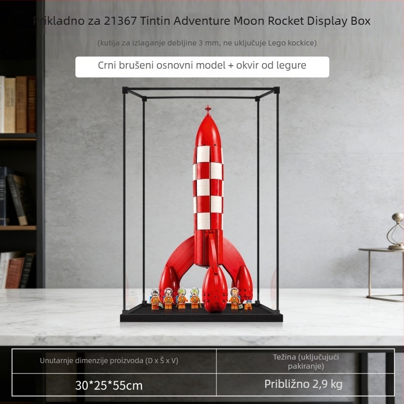 Akrilna kutija za izložbe s zaštitom od prašine za 21367 Tintin pustolovine: Mjesečeva raketa