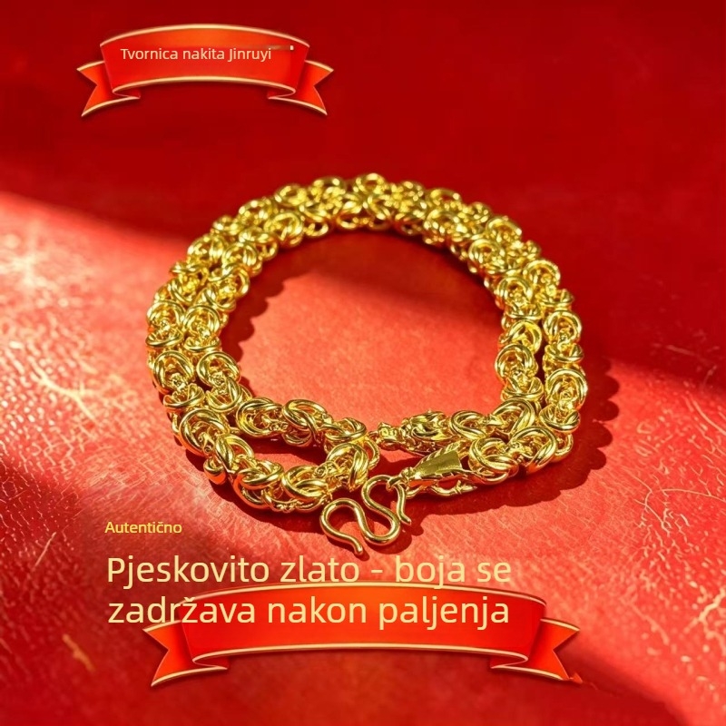 Muški geometrijski lanac u zlatnoj nijansi, Alluvial Gold, Keel lanac, unisex, 61–70 cm