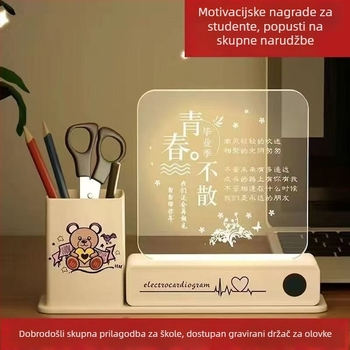 3D kreativna noćna lampica s držačem za olovke, kompaktna stolna lampica, svijetli u mraku – poklon za Dan učitelja, maturu i rođendan