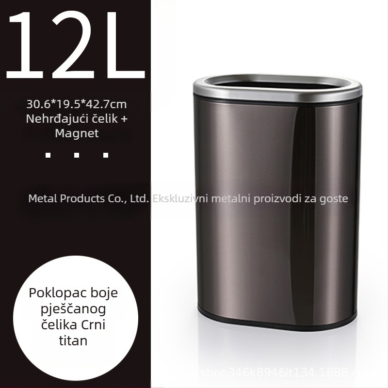 Haoguan koš za otpad od nehrđajućeg čelika, bez poklopca, ovalnog oblika, 6 L, minimalistički dizajn, za kuhinju, kupaonicu i spavaću sobu