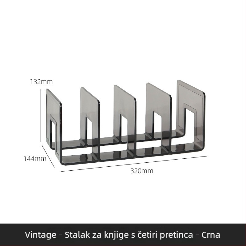Prozirni stolni polic za knjige u retro boji, policu za pohranu za ured, visokokvalitetni kompaktni regal za studente