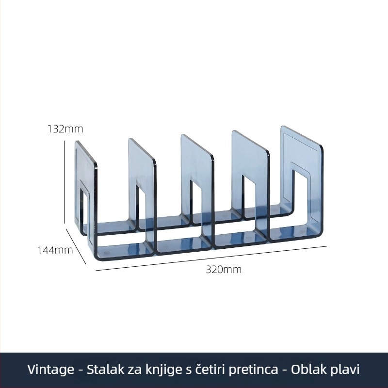 Prozirni stolni polic za knjige u retro boji, policu za pohranu za ured, visokokvalitetni kompaktni regal za studente