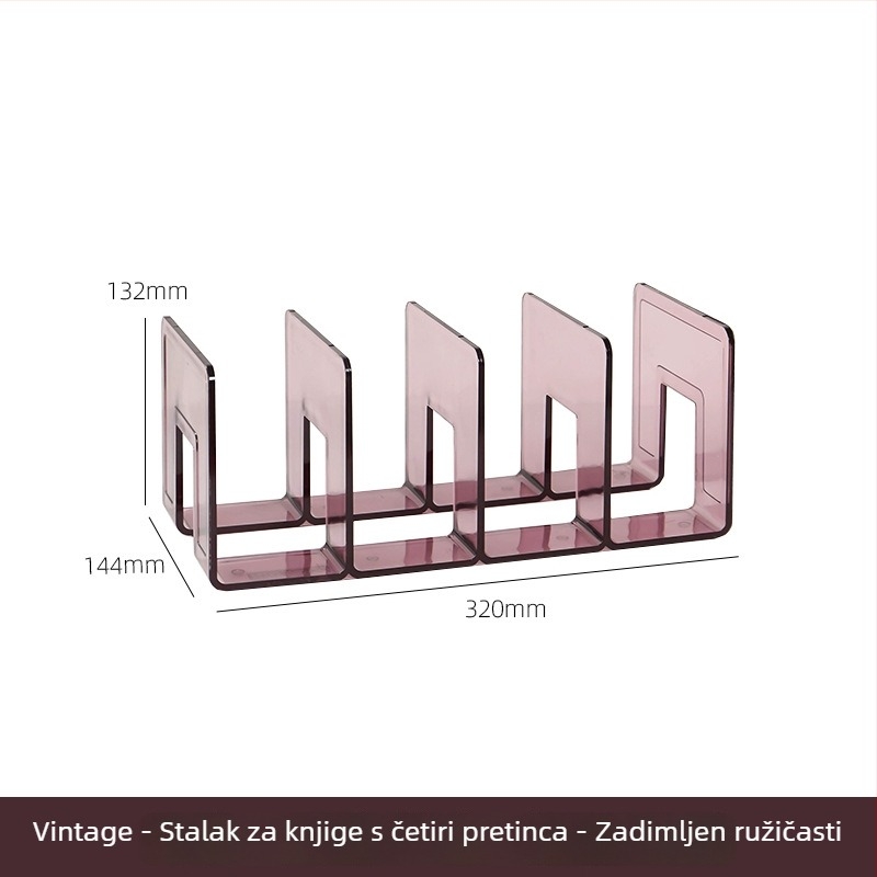 Prozirni stolni polic za knjige u retro boji, policu za pohranu za ured, visokokvalitetni kompaktni regal za studente