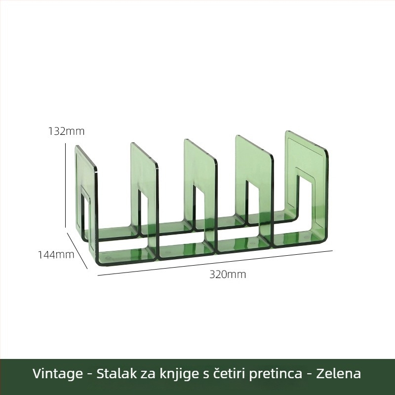 Prozirni stolni polic za knjige u retro boji, policu za pohranu za ured, visokokvalitetni kompaktni regal za studente